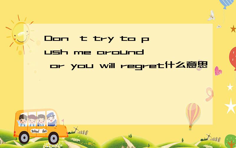 Don't try to push me around, or you will regret什么意思