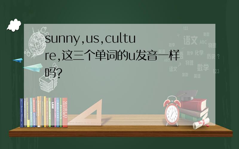 sunny,us,culture,这三个单词的u发音一样吗?