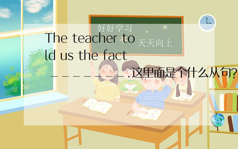 The teacher told us the fact _______.这里面是个什么从句?为何不选A?另外 我觉得这里不应该填定语从The teacher told us the fact _______.A. which the earth moves around the sun B. that the earth moved around the sun C. that the