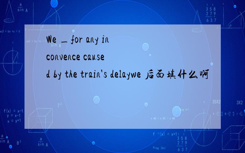 We _for any inconvence caused by the train's delaywe 后面填什么啊
