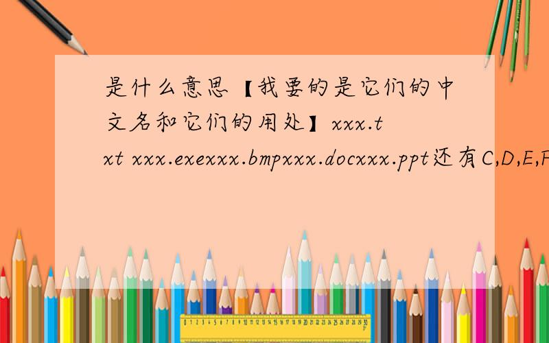 是什么意思【我要的是它们的中文名和它们的用处】xxx.txt xxx.exexxx.bmpxxx.docxxx.ppt还有C,D,E,F盘是干啥的,USB是什么,主机的用处,键盘怎么用