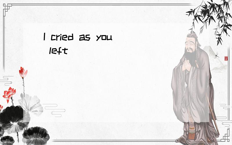 I cried as you left