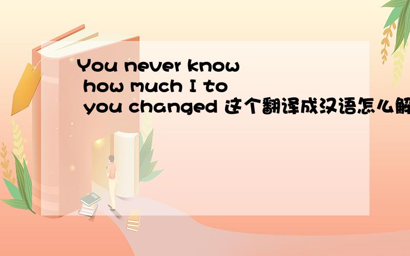You never know how much I to you changed 这个翻译成汉语怎么解释?