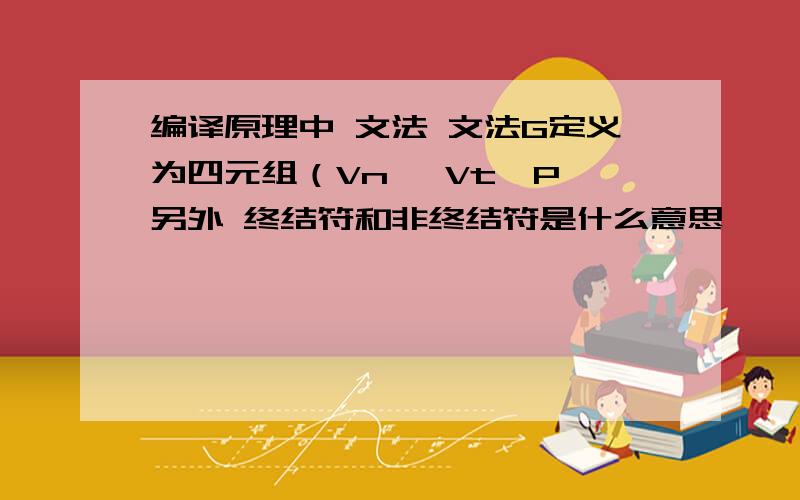 编译原理中 文法 文法G定义为四元组（Vn ,Vt,P,另外 终结符和非终结符是什么意思