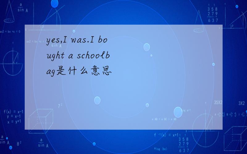 yes,I was.I bought a schoolbag是什么意思