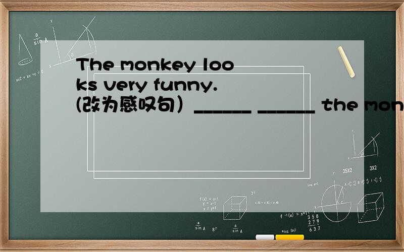 The monkey looks very funny.(改为感叹句）______ ______ the monkey looks!