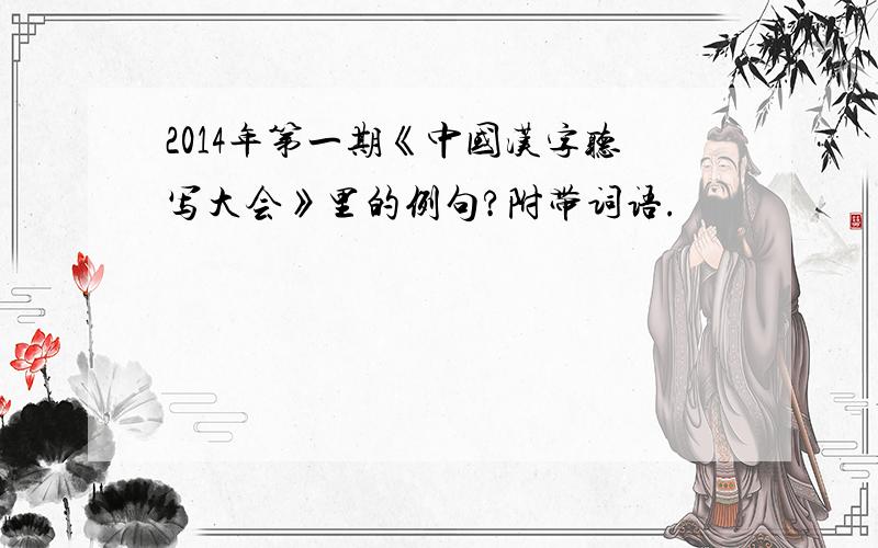 2014年第一期《中国汉字听写大会》里的例句?附带词语.