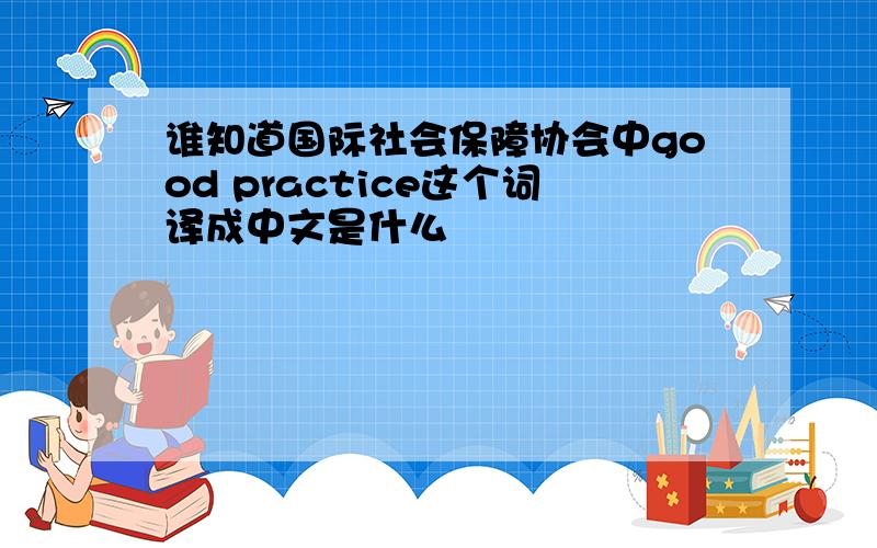 谁知道国际社会保障协会中good practice这个词译成中文是什么