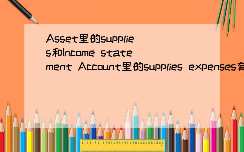 Asset里的supplies和Income statement Account里的supplies expenses有什么区别啊?