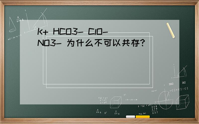 K+ HCO3- ClO- NO3- 为什么不可以共存?