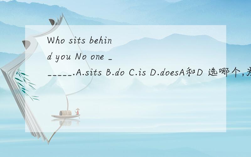 Who sits behind you No one ______.A.sits B.do C.is D.doesA和D 选哪个,为什么.
