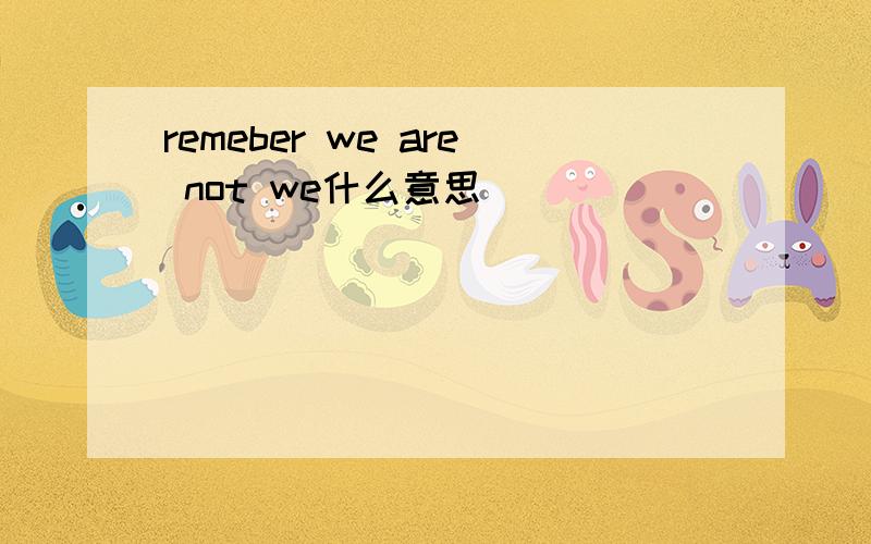 remeber we are not we什么意思