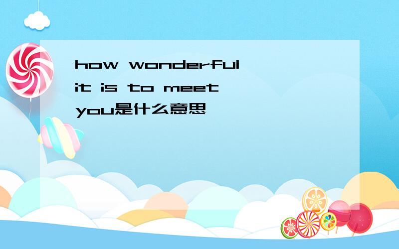 how wonderful it is to meet you是什么意思