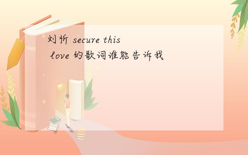 刘忻 secure this love 的歌词谁能告诉我