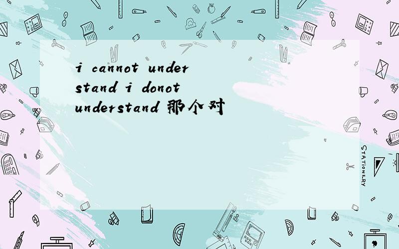 i cannot understand i donot understand 那个对
