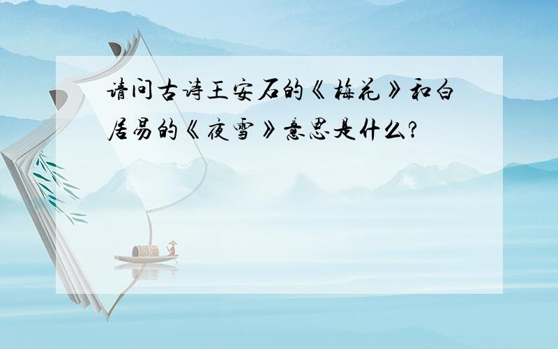 请问古诗王安石的《梅花》和白居易的《夜雪》意思是什么?