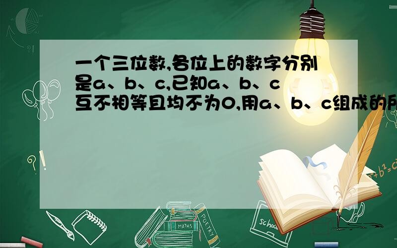 一个三位数,各位上的数字分别是a、b、c,已知a、b、c互不相等且均不为0,用a、b、c组成的所有三位数的和是5328,则这个数最小是几?