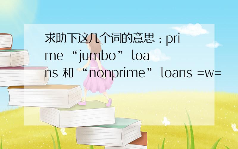 求助下这几个词的意思：prime “jumbo” loans 和 “nonprime” loans =w=