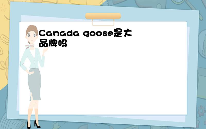 Canada goose是大品牌吗