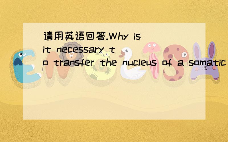 请用英语回答.Why is it necessary to transfer the nucleus of a somatic cell to the enucleated egg during the cloning process?