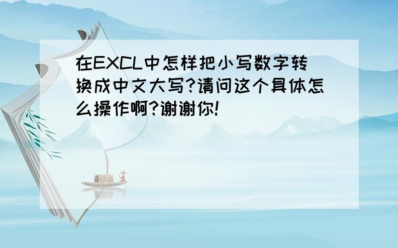 在EXCL中怎样把小写数字转换成中文大写?请问这个具体怎么操作啊?谢谢你!