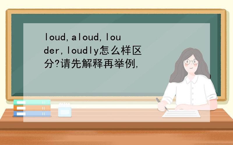 loud,aloud,louder,loudly怎么样区分?请先解释再举例,