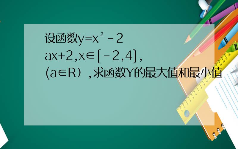 设函数y=x²-2ax+2,x∈[-2,4],(a∈R）,求函数Y的最大值和最小值