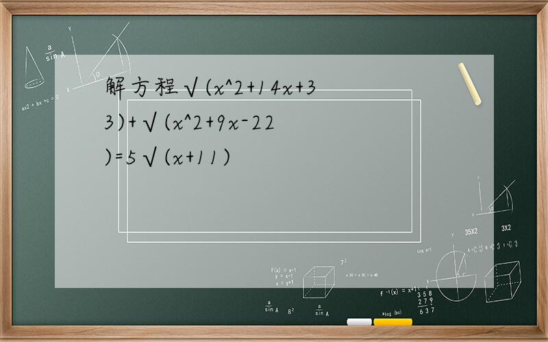 解方程√(x^2+14x+33)+√(x^2+9x-22)=5√(x+11)