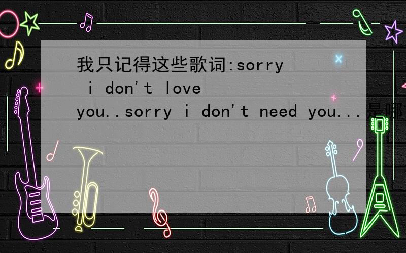 我只记得这些歌词:sorry i don't love you..sorry i don't need you...是哪首英文歌?不是 Don't Love You No More (I'm Sorry).还有这首歌旋律比较悲伤.