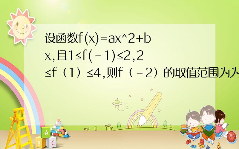 设函数f(x)=ax^2+bx,且1≤f(-1)≤2,2≤f（1）≤4,则f（-2）的取值范围为为什么不能用1≤a-b≤2,2≤a+b≤4这两个式子相加减得出a,