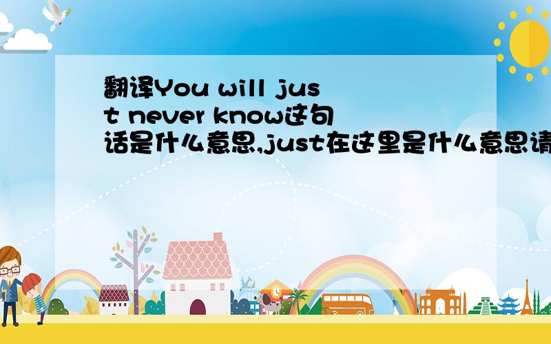 翻译You will just never know这句话是什么意思,just在这里是什么意思请把will也在句子中翻译出来，把just也翻译出来