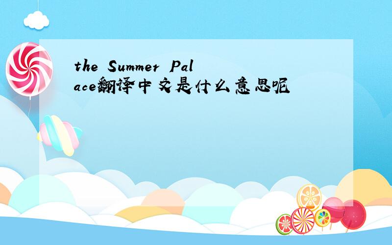 the Summer Palace翻译中文是什么意思呢