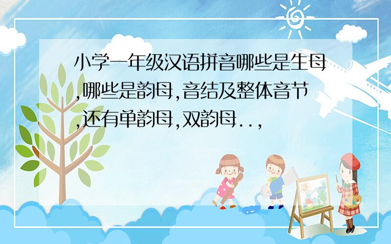 小学一年级汉语拼音哪些是生母,哪些是韵母,音结及整体音节,还有单韵母,双韵母..,