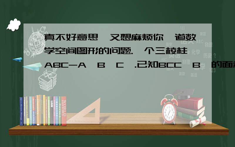真不好意思,又想麻烦你一道数学空间图形的问题.一个三棱柱ABC-A'B'C'.已知BCC'B'的面积S,A点到平面BCC'B'的距离a,求这个三棱柱的面积,老师说：应该把这个三棱柱补成一个四棱柱.可答案上还有