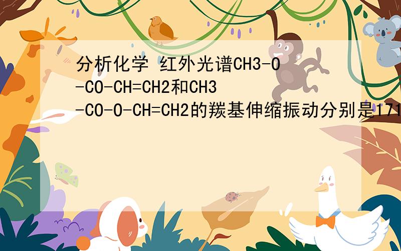 分析化学 红外光谱CH3-O-CO-CH=CH2和CH3-CO-O-CH=CH2的羰基伸缩振动分别是1715和1760,为什么