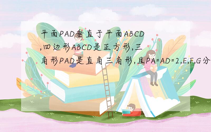 平面PAD垂直于平面ABCD,四边形ABCD是正方形,三角形PAD是直角三角形,且PA=AD=2,E,F,G分别是线段PA,PD...平面PAD垂直于平面ABCD,四边形ABCD是正方形,三角形PAD是直角三角形,且PA=AD=2,E,F,G分别是线段PA,PD,CD