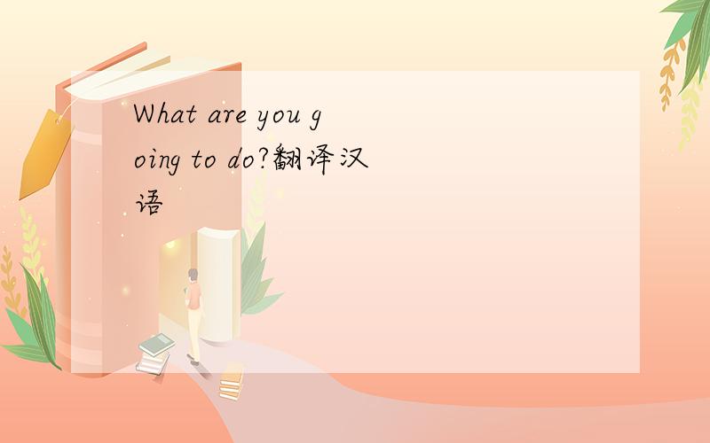 What are you going to do?翻译汉语