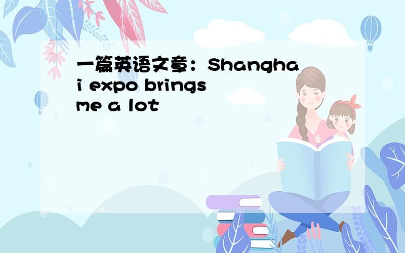 一篇英语文章：Shanghai expo brings me a lot