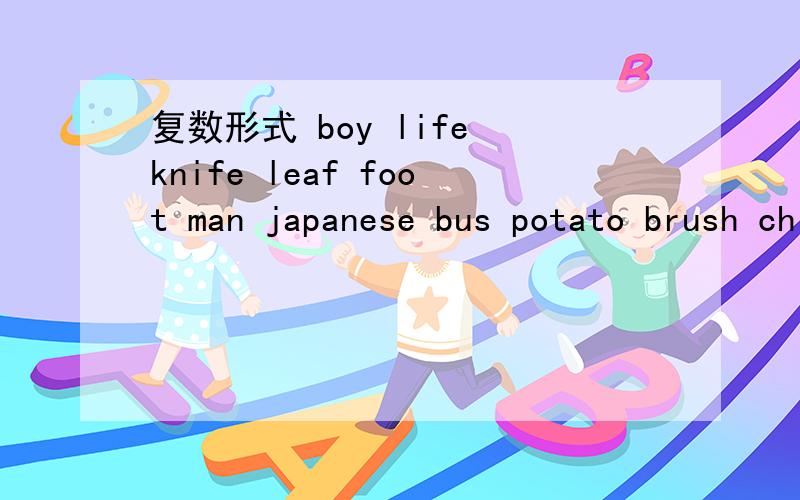 复数形式 boy life knife leaf foot man japanese bus potato brush child