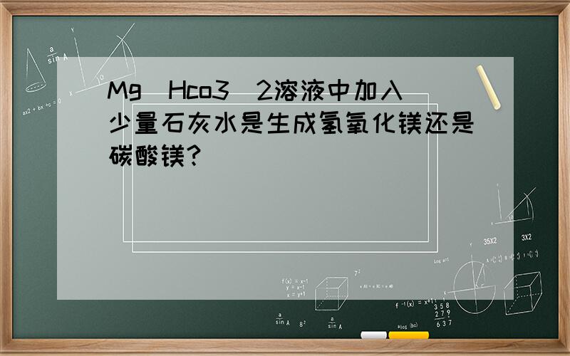 Mg(Hco3)2溶液中加入少量石灰水是生成氢氧化镁还是碳酸镁?