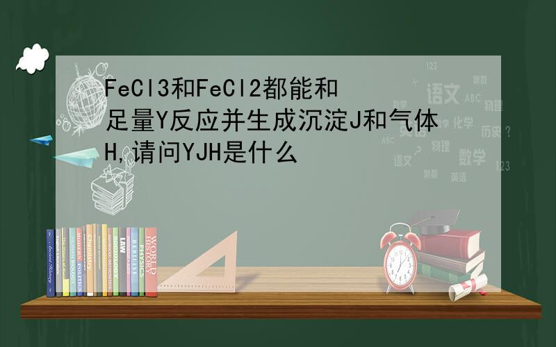FeCl3和FeCl2都能和足量Y反应并生成沉淀J和气体H,请问YJH是什么