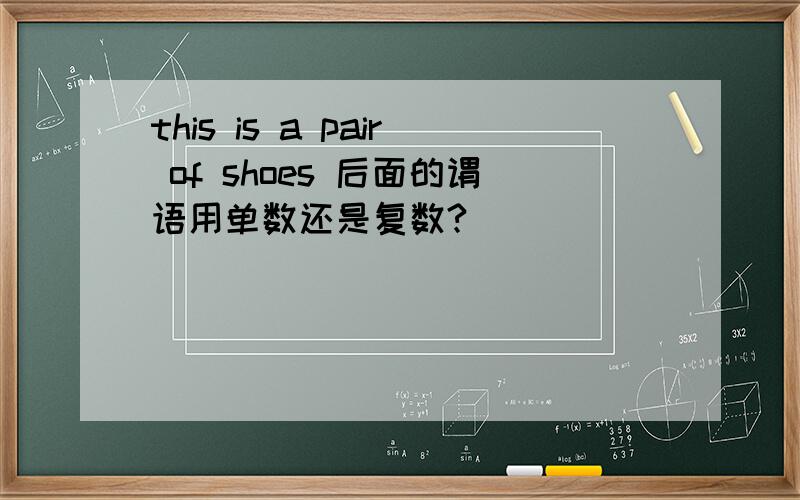 this is a pair of shoes 后面的谓语用单数还是复数?
