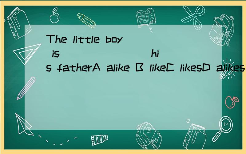 The little boy is _______ his fatherA alike B likeC likesD alikes
