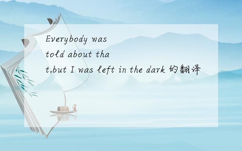 Everybody was told about that,but I was left in the dark 的翻译