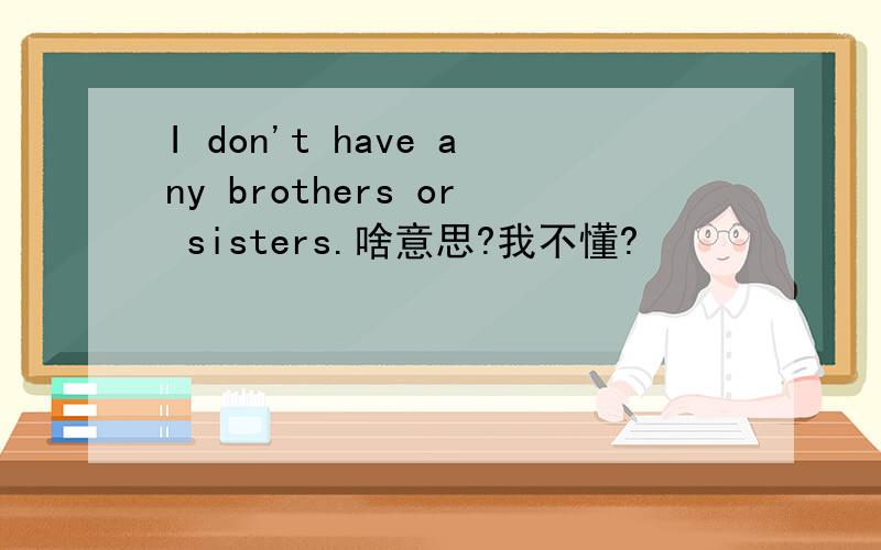 I don't have any brothers or sisters.啥意思?我不懂?