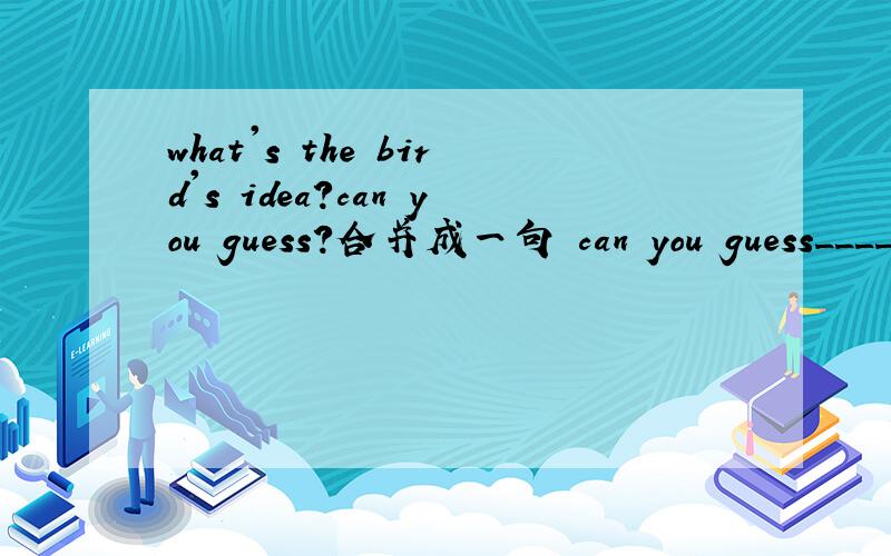 what's the bird's idea?can you guess?合并成一句 can you guess_______ ______ ____ __ ____