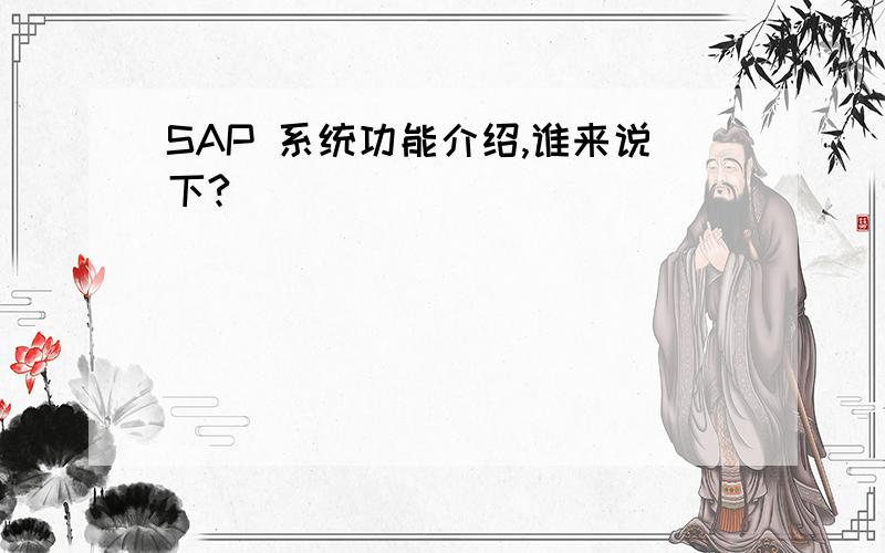 SAP 系统功能介绍,谁来说下?