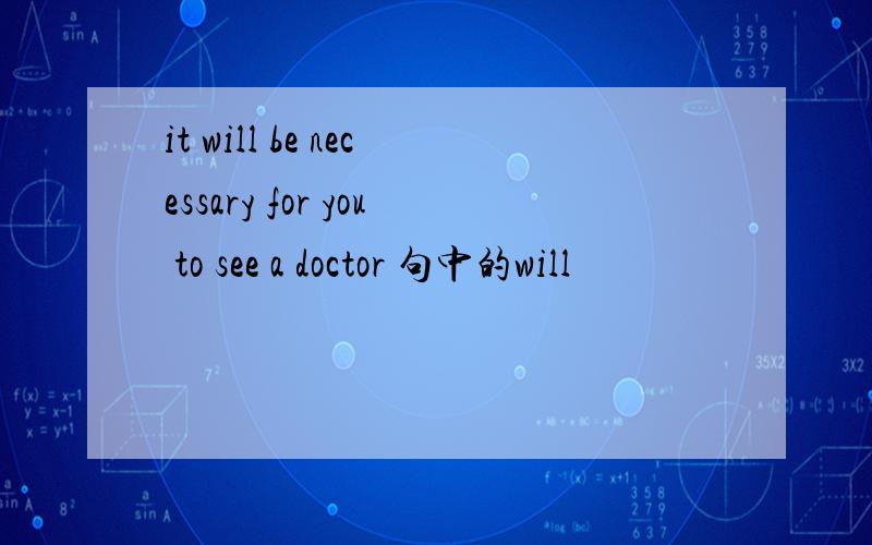 it will be necessary for you to see a doctor 句中的will