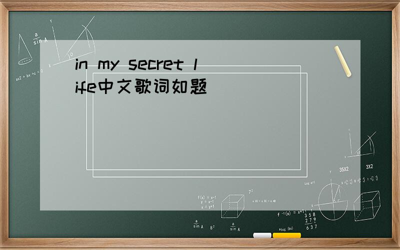 in my secret life中文歌词如题