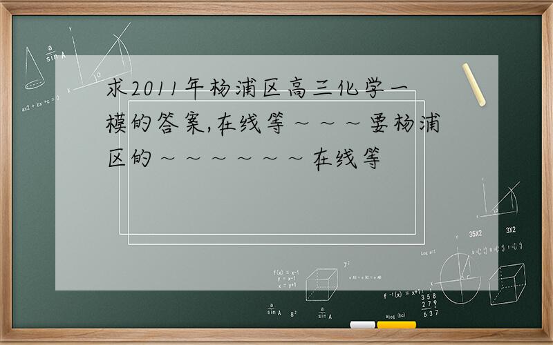 求2011年杨浦区高三化学一模的答案,在线等～～～要杨浦区的～～～～～～在线等